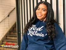 Load image into Gallery viewer, God Be Knowin' Hoodie (navy blue/white)