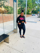Load image into Gallery viewer, God Be Knowin' Crop Hoodie (Black/Pink)