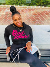 Load image into Gallery viewer, God Be Knowin' Crop Hoodie (Black/Pink)