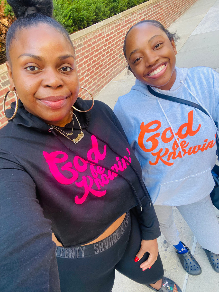 God Be Knowin' Crop Hoodie (Black/Pink) – Spicy Christians