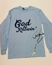 Load image into Gallery viewer, God Be Knowin’ long sleeve (baby blue/ navy)