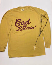 Load image into Gallery viewer, God Be Knowin’ long sleeve (mustard/maroon)