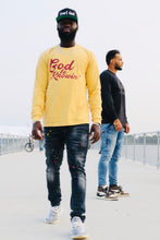 Load image into Gallery viewer, God Be Knowin’ long sleeve (mustard/maroon)